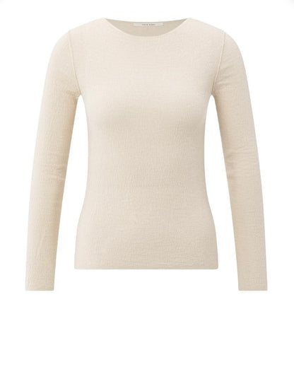 YAYA Feinstrickoberteil Kaschmir mit Struktur in beige
