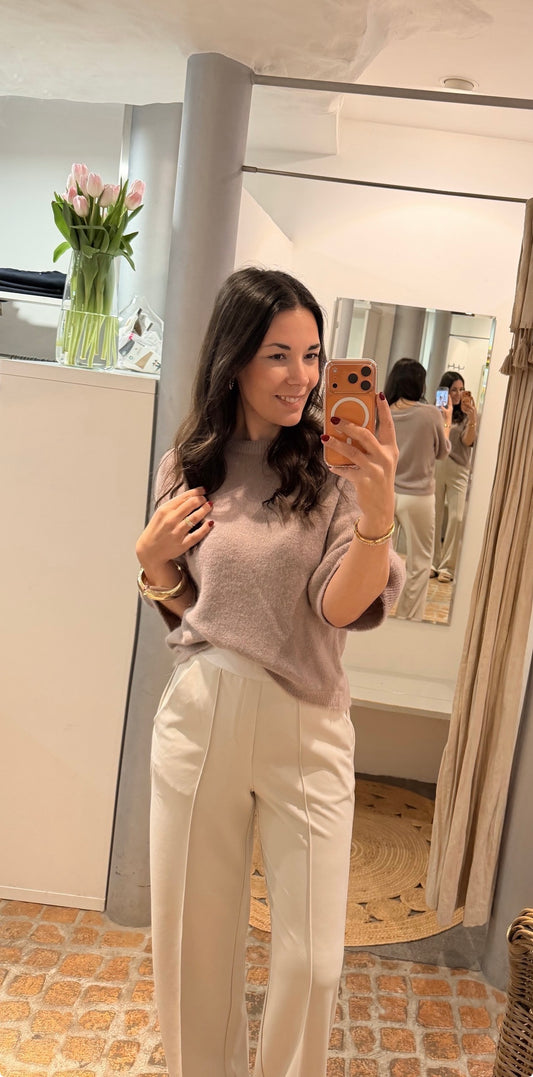 MIDI PULLI KURZARM TAUPE