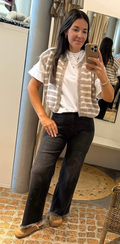 Strick Weste STRIPES in beige