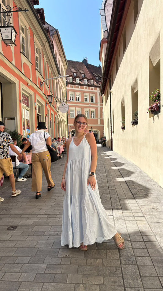 Musselin Maxi Kleid in hellblau