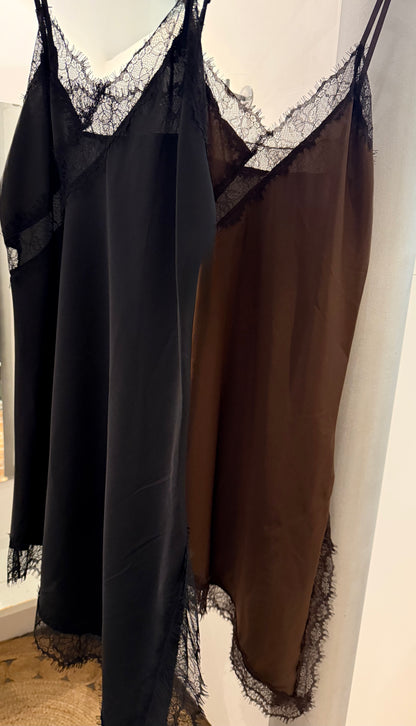 Satin Dress - Longtop choco