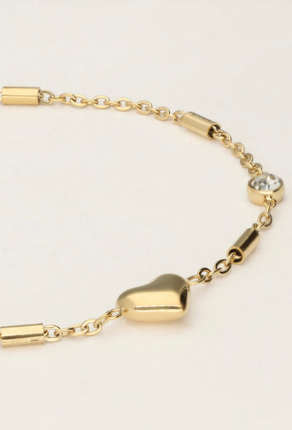 My Jewellery Minimalistisches Armband mit Herz und Strasssteinen gold