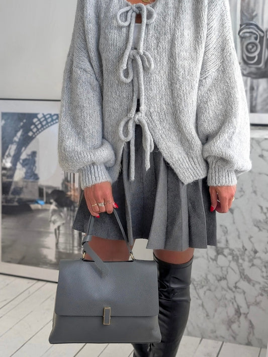 Cardigan mit Schleifen in grau
