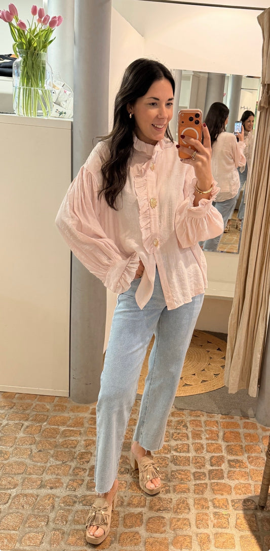 BLUSE CLASSIC ROSE BUTTON GOLD