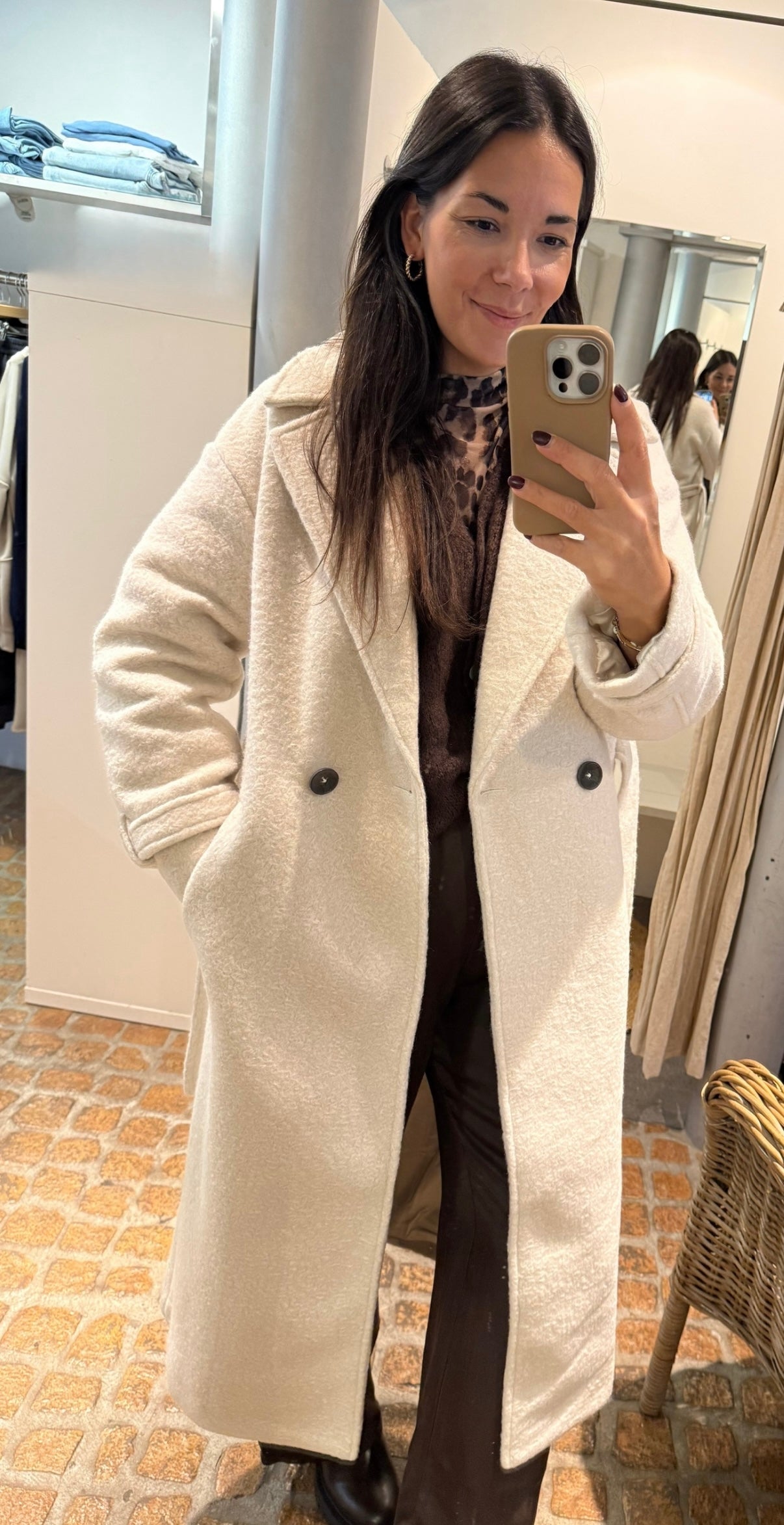 YAYA Oversize Bouclémantel mit Gürtel