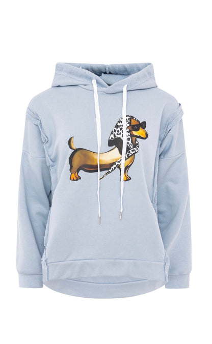 Zwillingsherz Hoodie Madame Dackel in hellblau