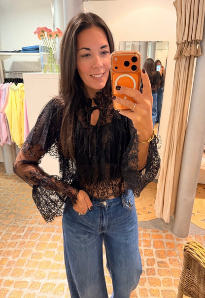LACE BLUSE BLACK