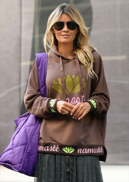 Miss Goodlife Hoodie Namasté in braun