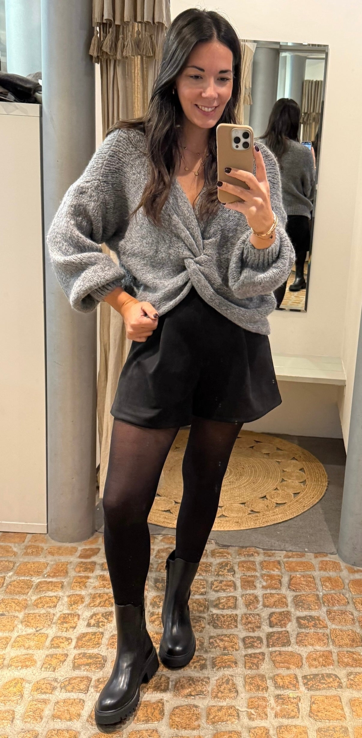 Strick Pullover Knoten in Anthrazit