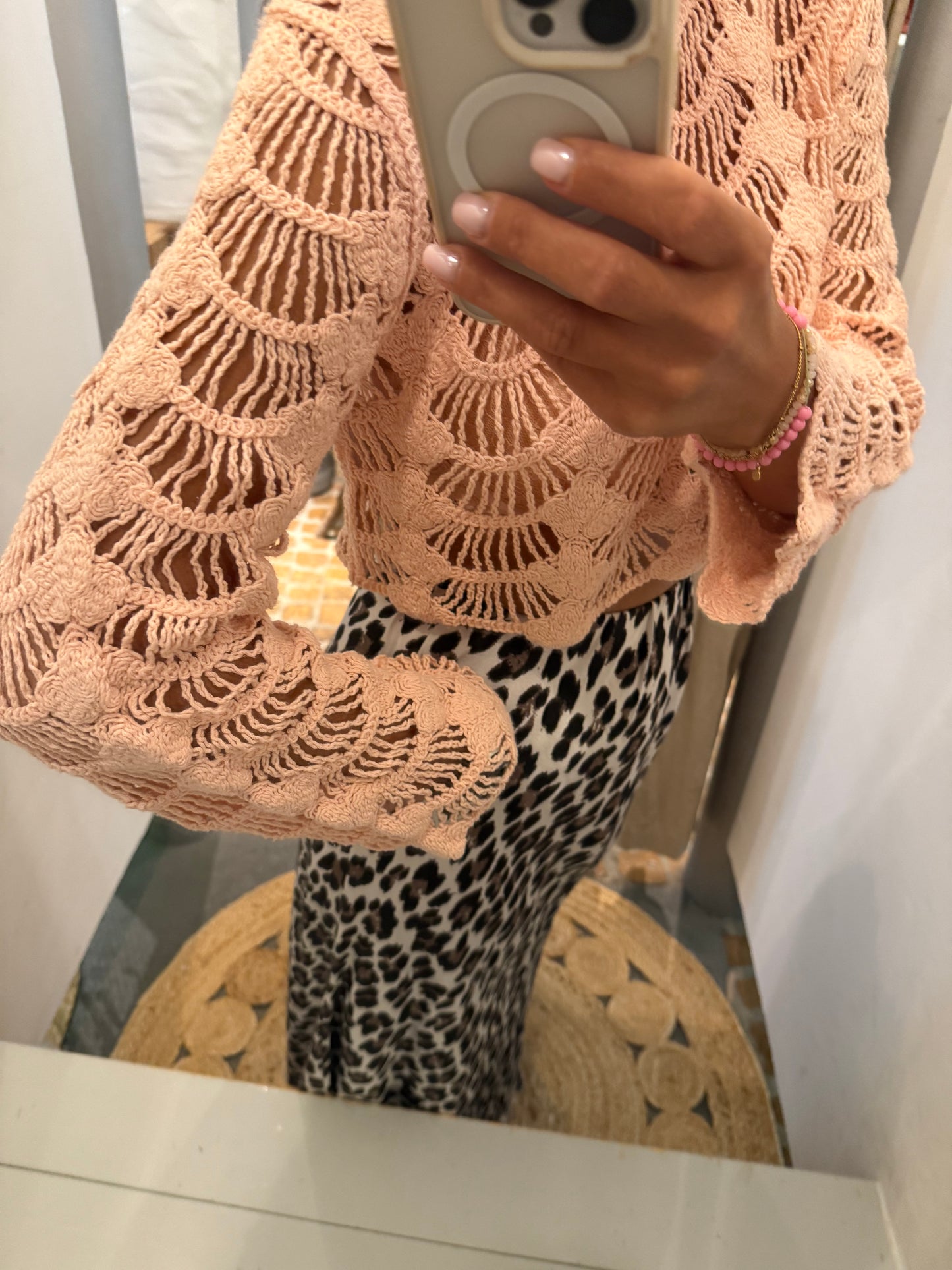 Boho Crochet Pulli in apricot