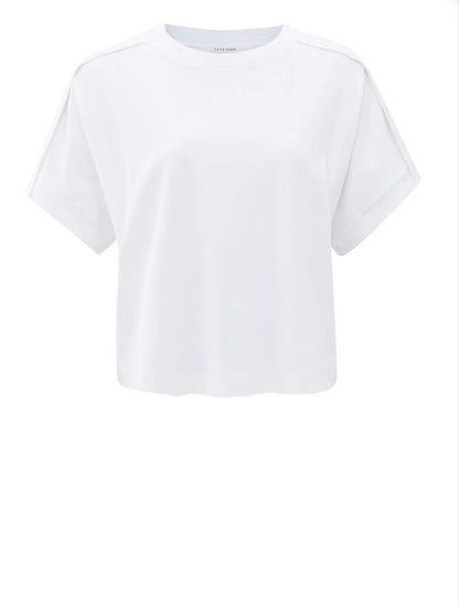 YAYA Jersey Oberteil mit Falten Detail in weiß