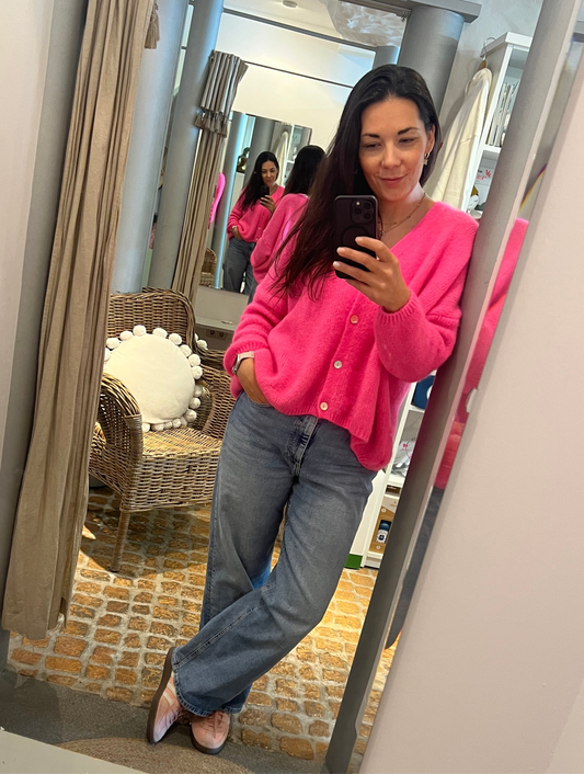 Cardigan V-Ausschnitt pink