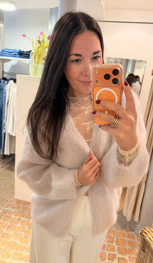 KUSCHELIGER MOHAIR CARDIGAN CLOUDY BEIGE