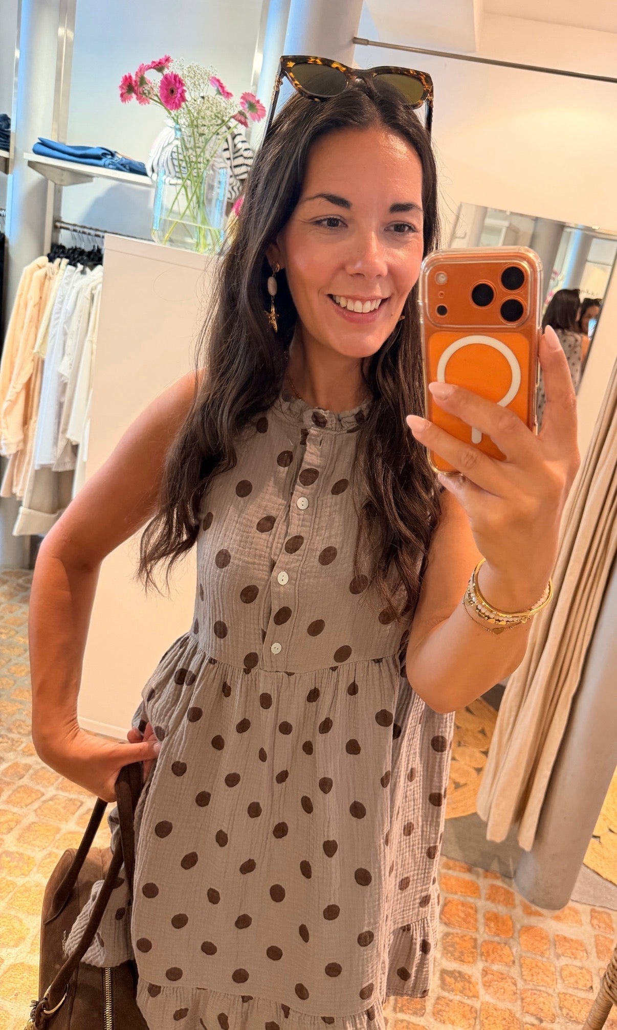MIDI DRESS MUSSELIN POLKA DOTS