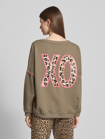 Miss Goodlife Sweatshirt XO Paillette olive
