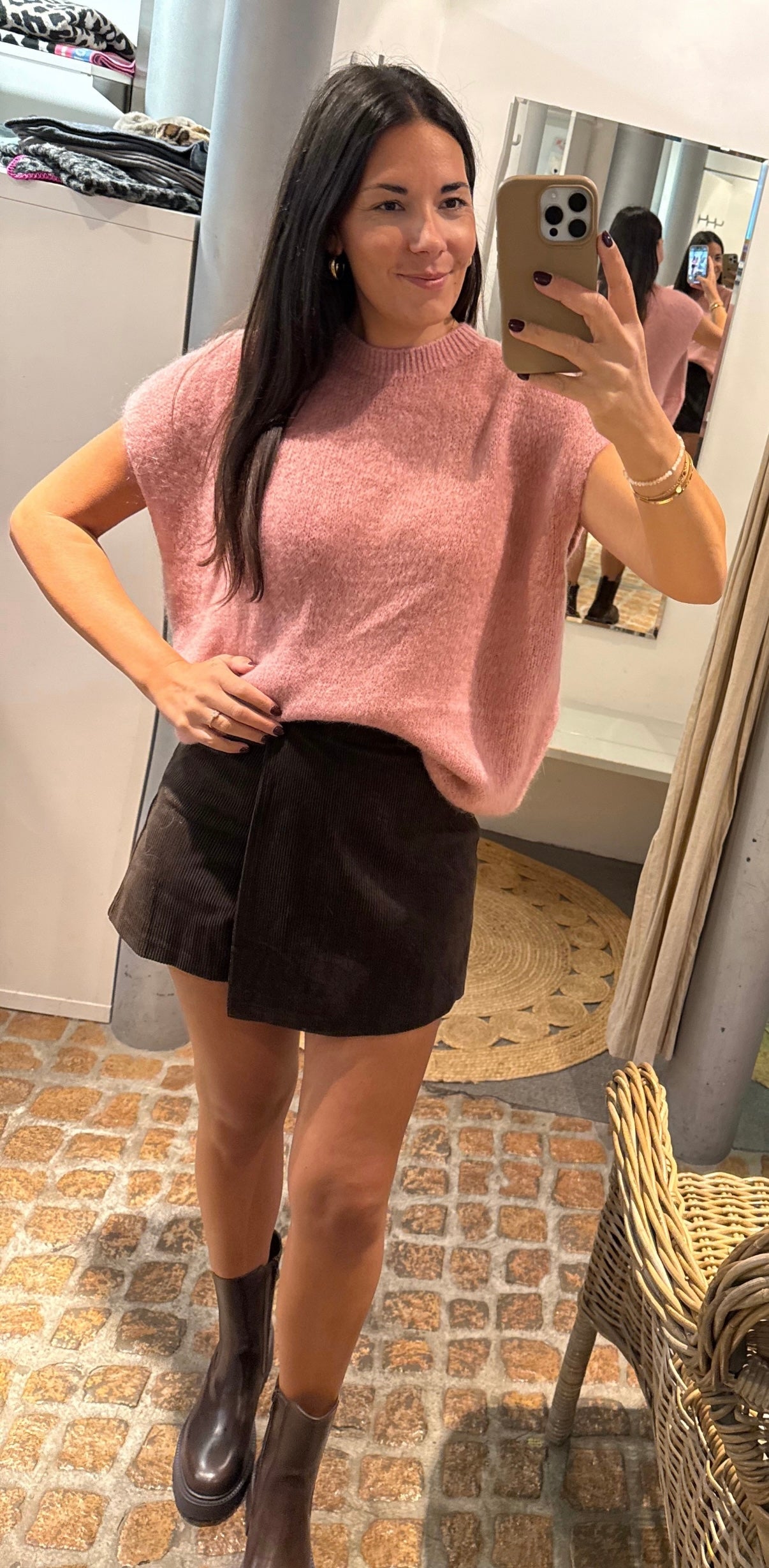 Oversized Strick Pullunder in Altrosa