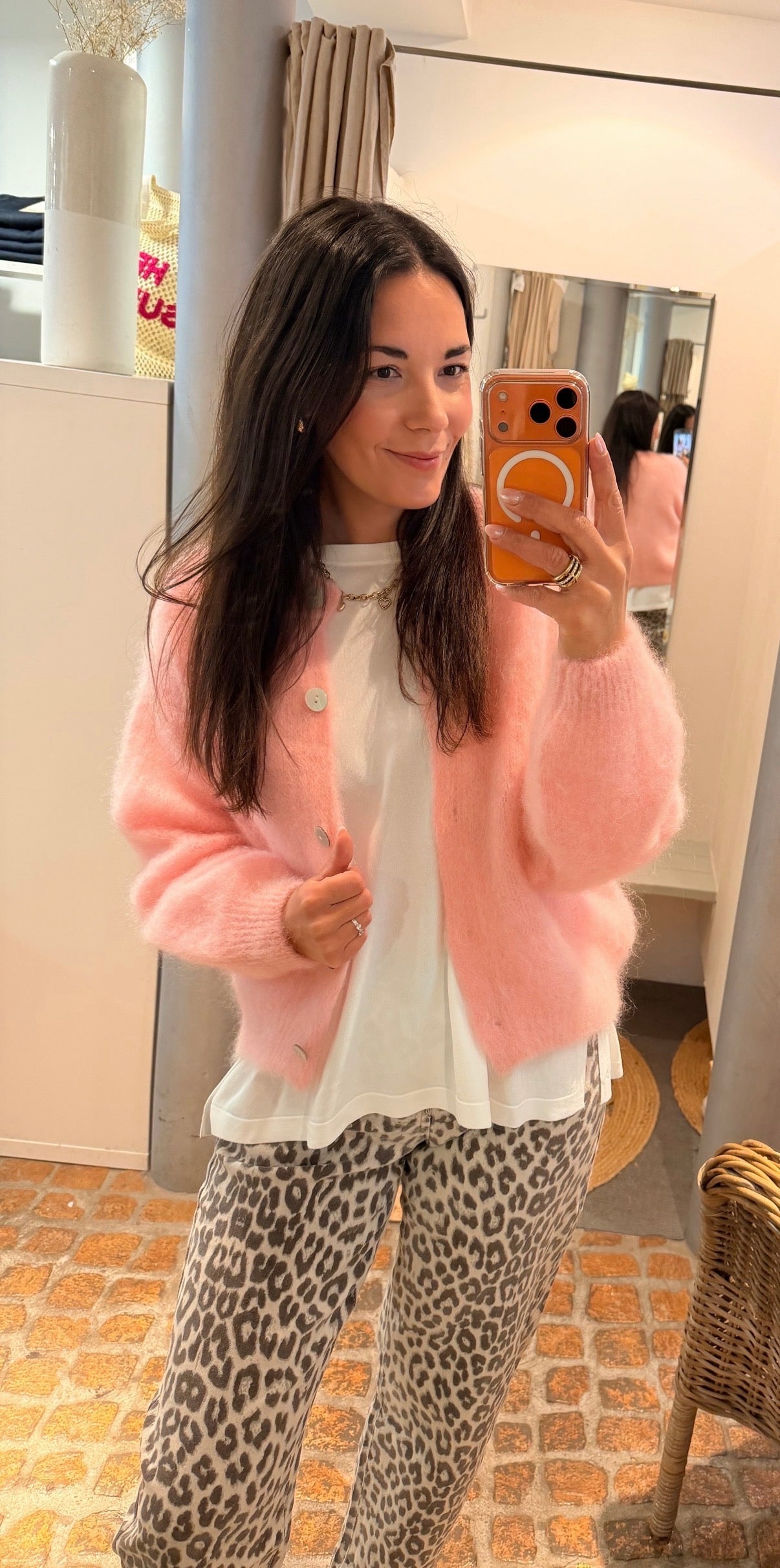 MOHAIR CARDIGAN ROSA