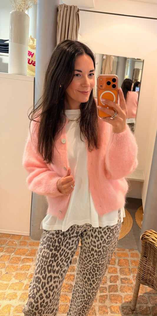 MOHAIR CARDIGAN ROSA