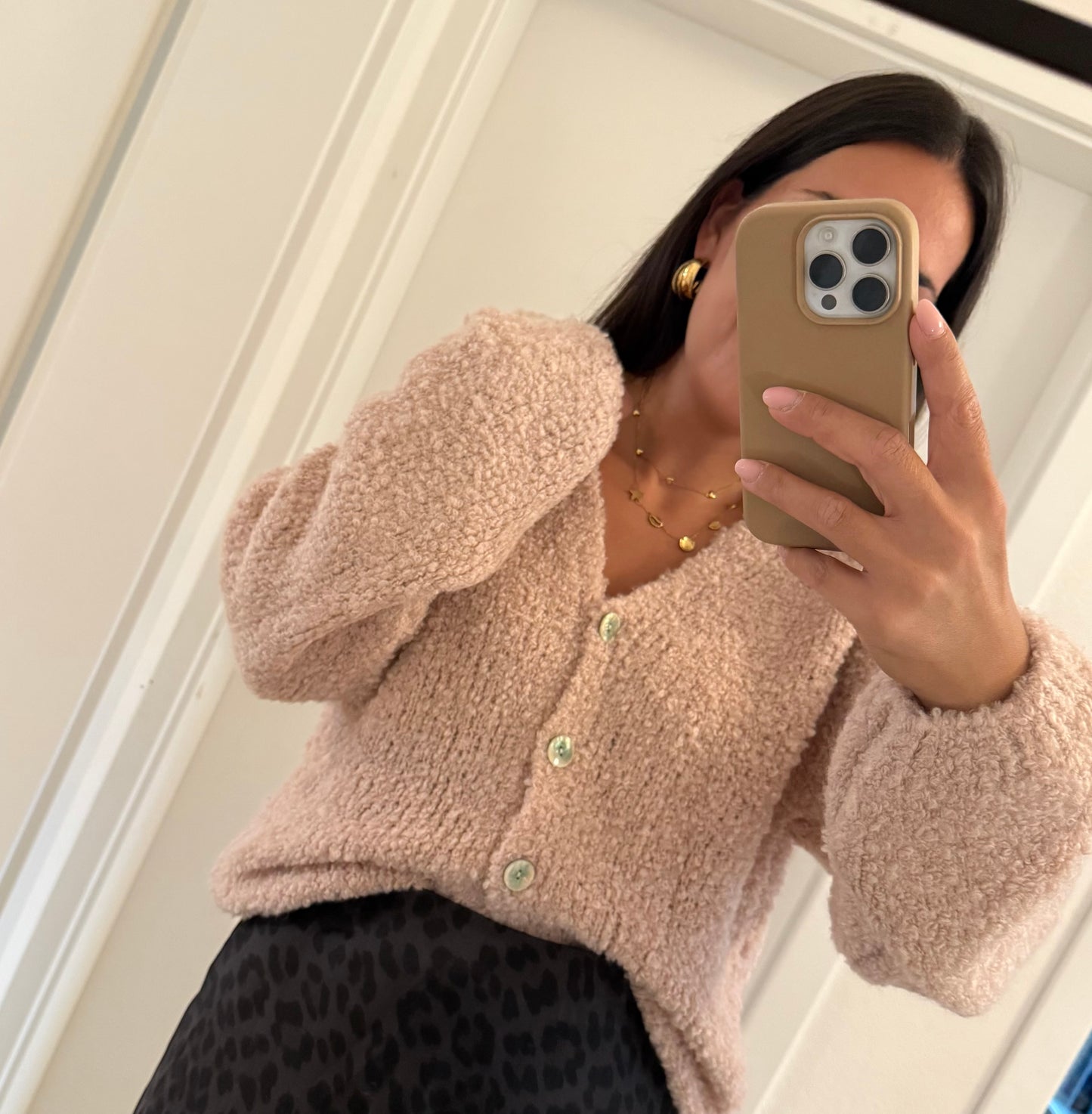 Zwillingsherz Plüsch Cardigan in mauve