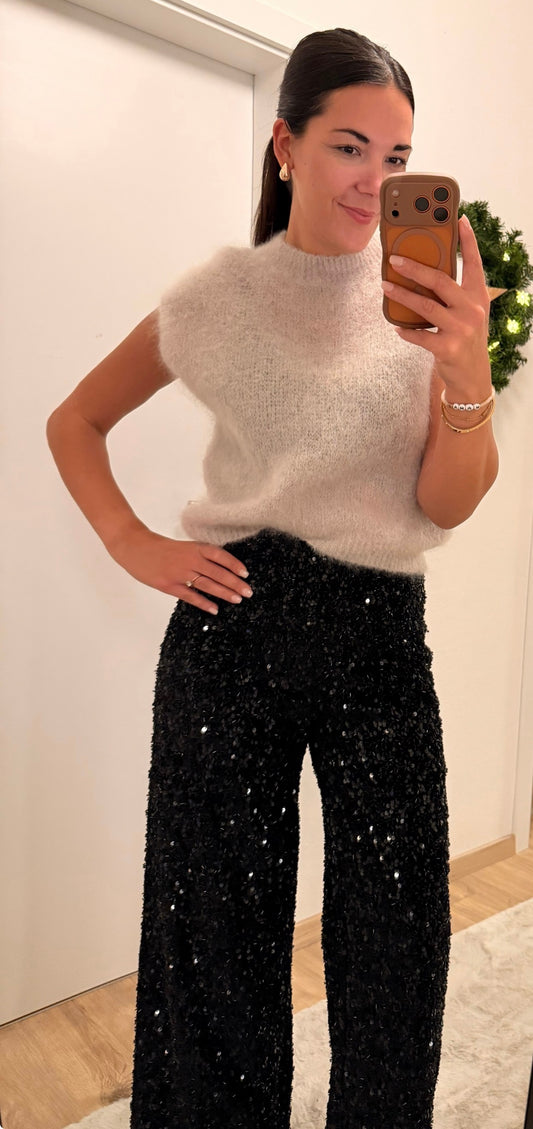 Pailletten Hose in schwarz