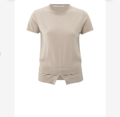 YAYA Strickoberteil Kaschmir mit doppeltem Saum in camel