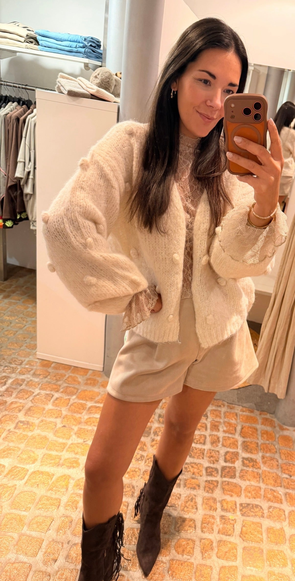 Cardigan Dots in beige