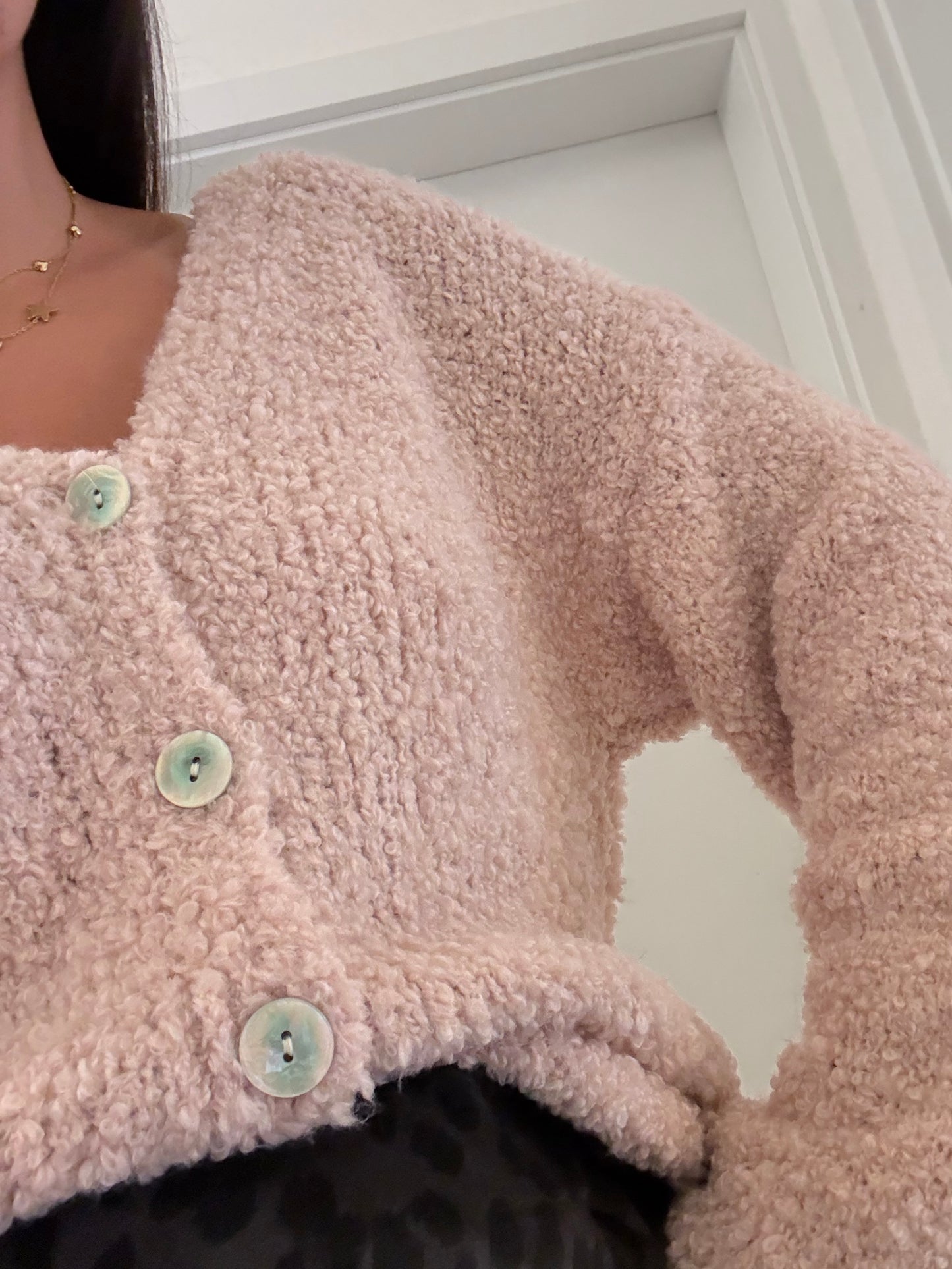 Zwillingsherz Plüsch Cardigan in mauve