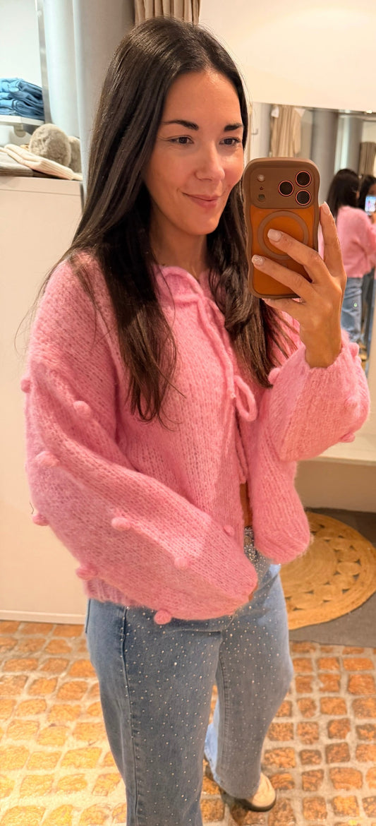 Cardigan mit Schleifen rosa