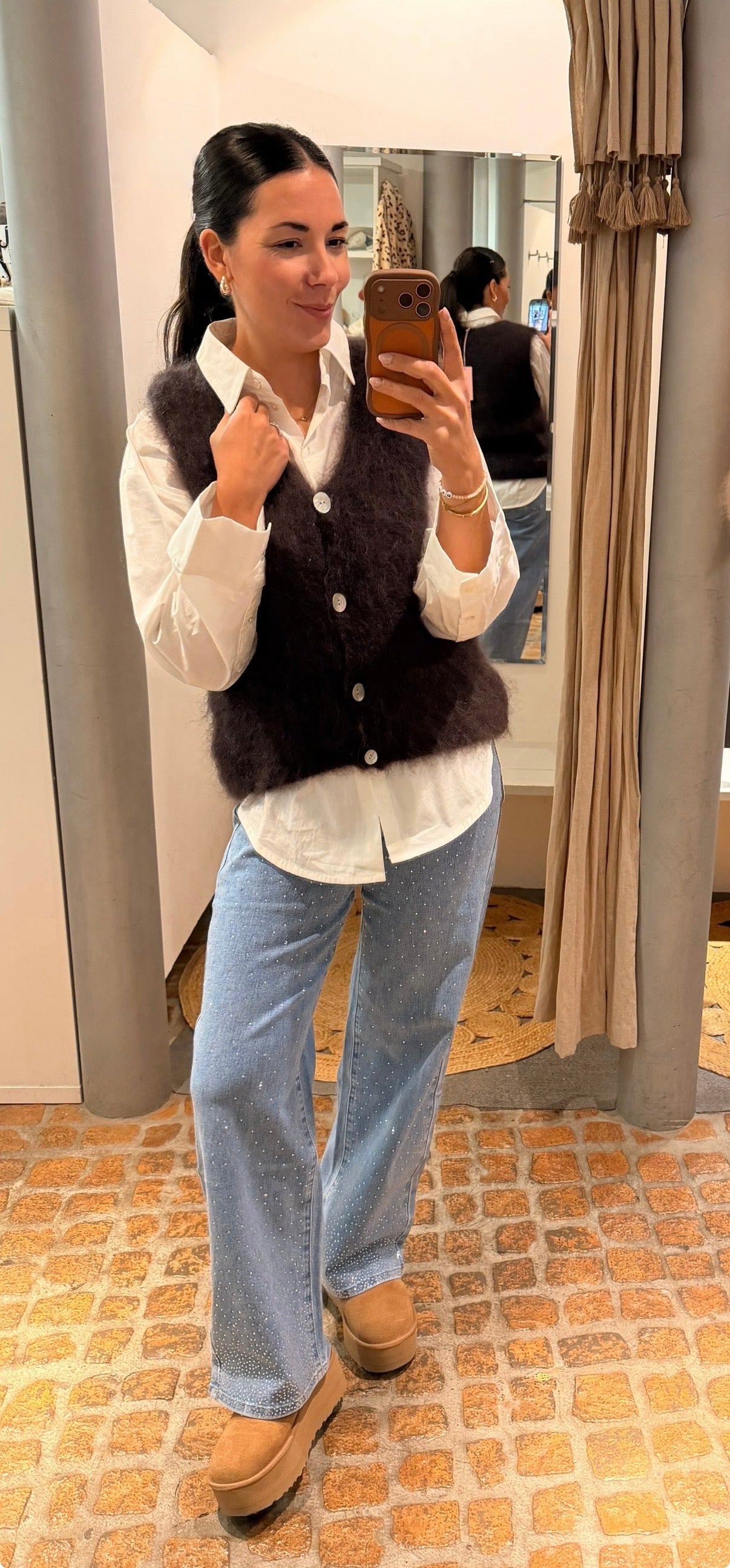 Mohai Pullunder Weste schokobraun