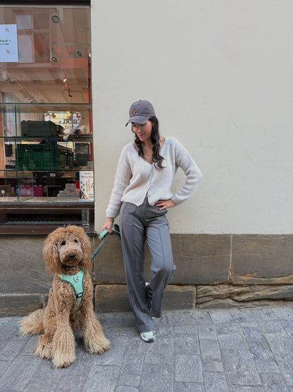 YAYA Hose mit Ziernähten und Schlitz in taupe grau