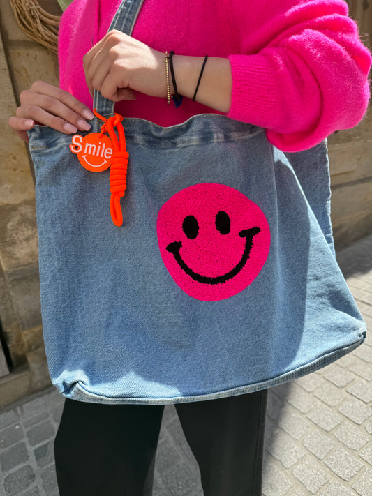 Jeans Shopper Smiley pink