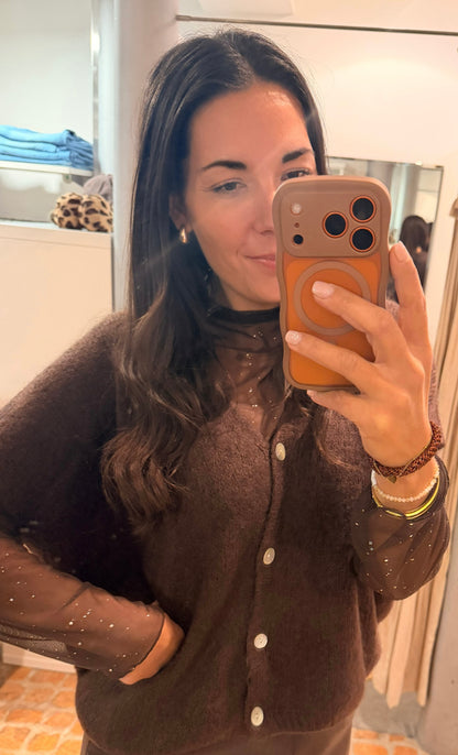 Oversized Strick Pullunder in dunkelbraun