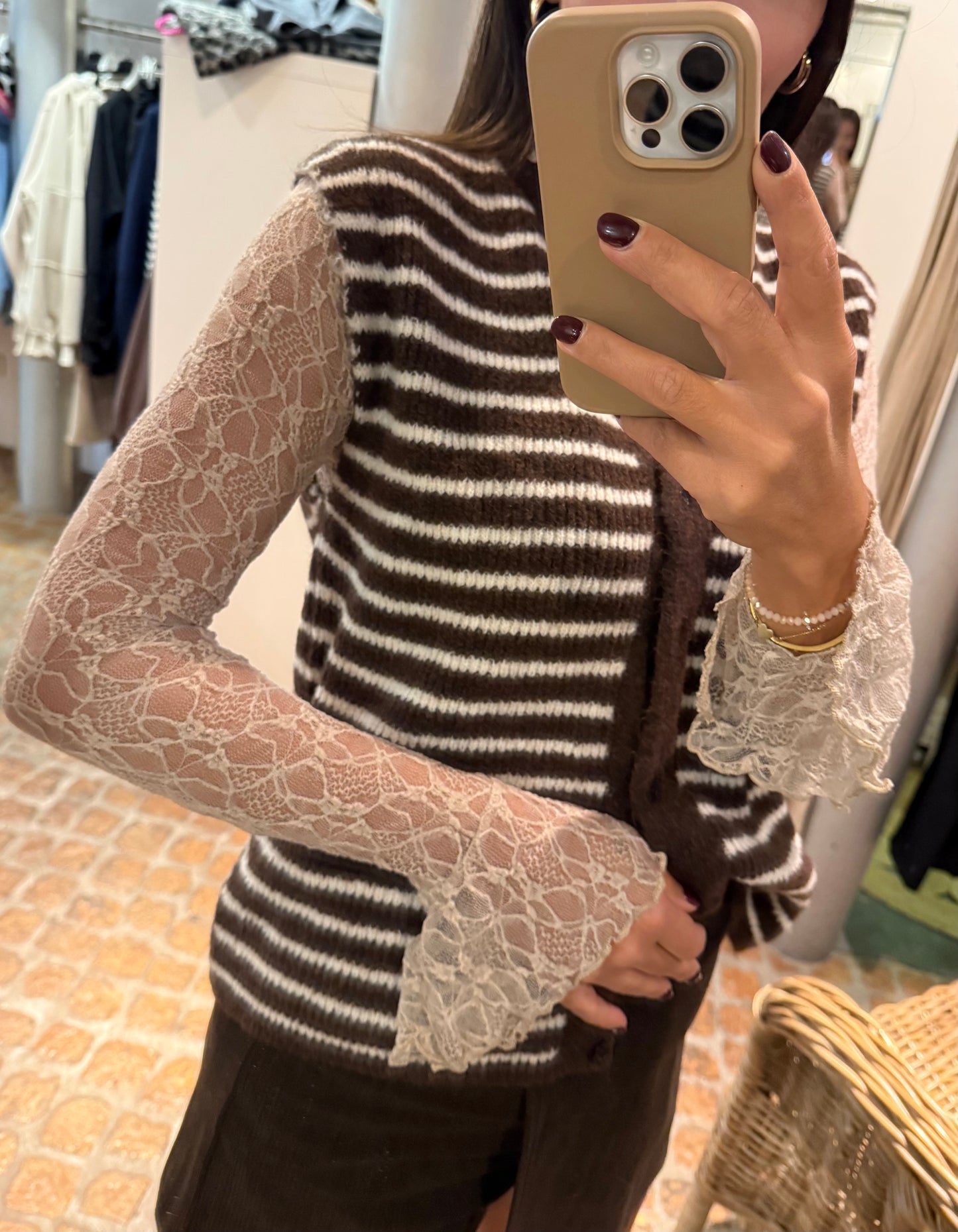 Strick Weste - Pullunder STRIPES in braun