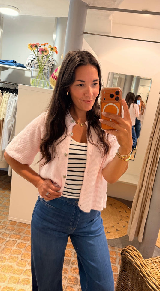 CARDIGAN KURZARM PUDER ROSA