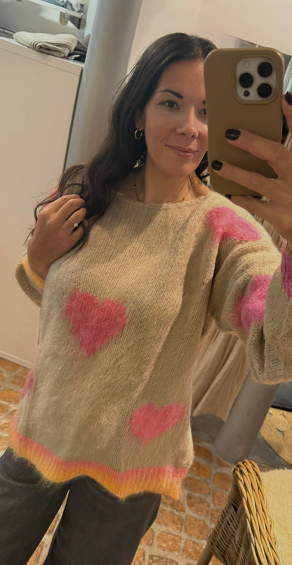 Miss Goodlife Strick Pullover Hearts allover