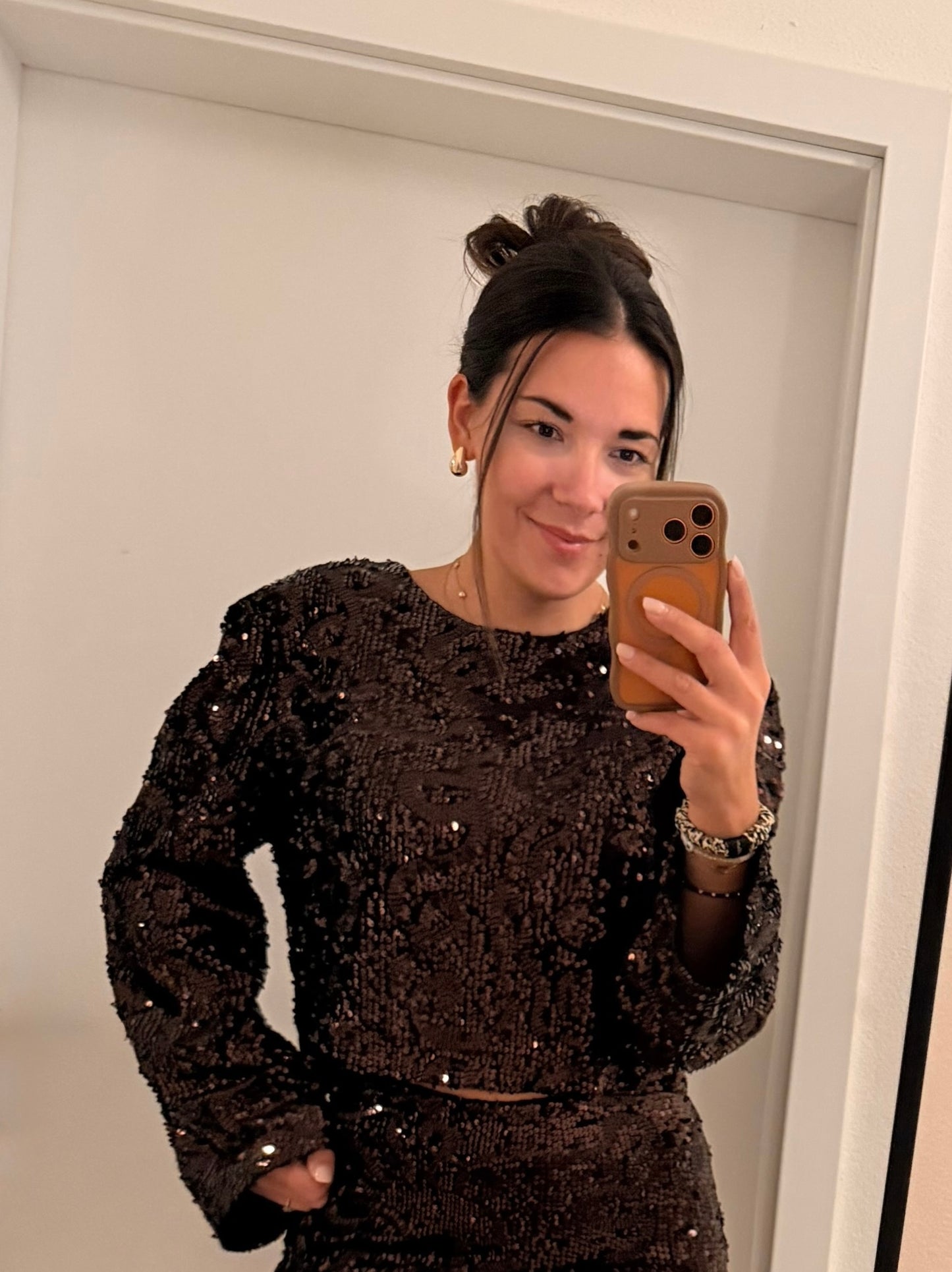 Pailletten Oberteil choco