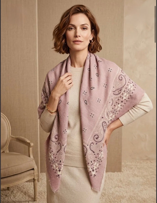 COZY SCHAL PAISLEY PRINT MAUVE
