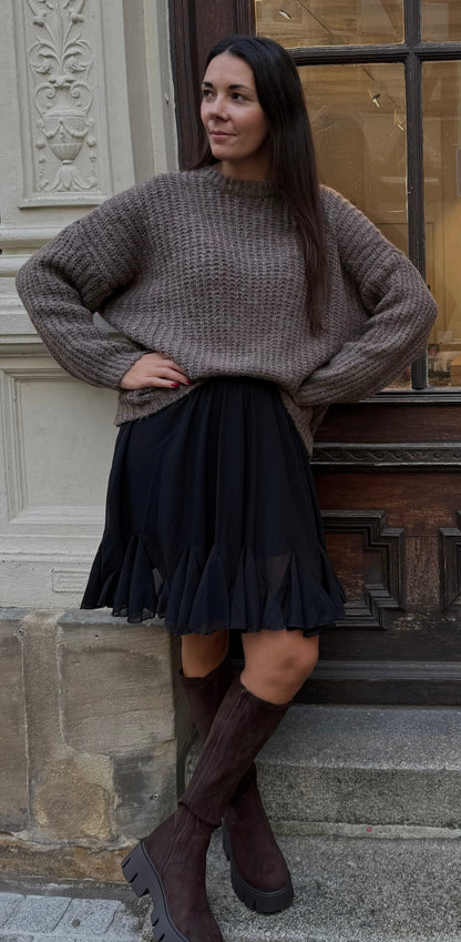 Oversize Strick Pulli in taupe