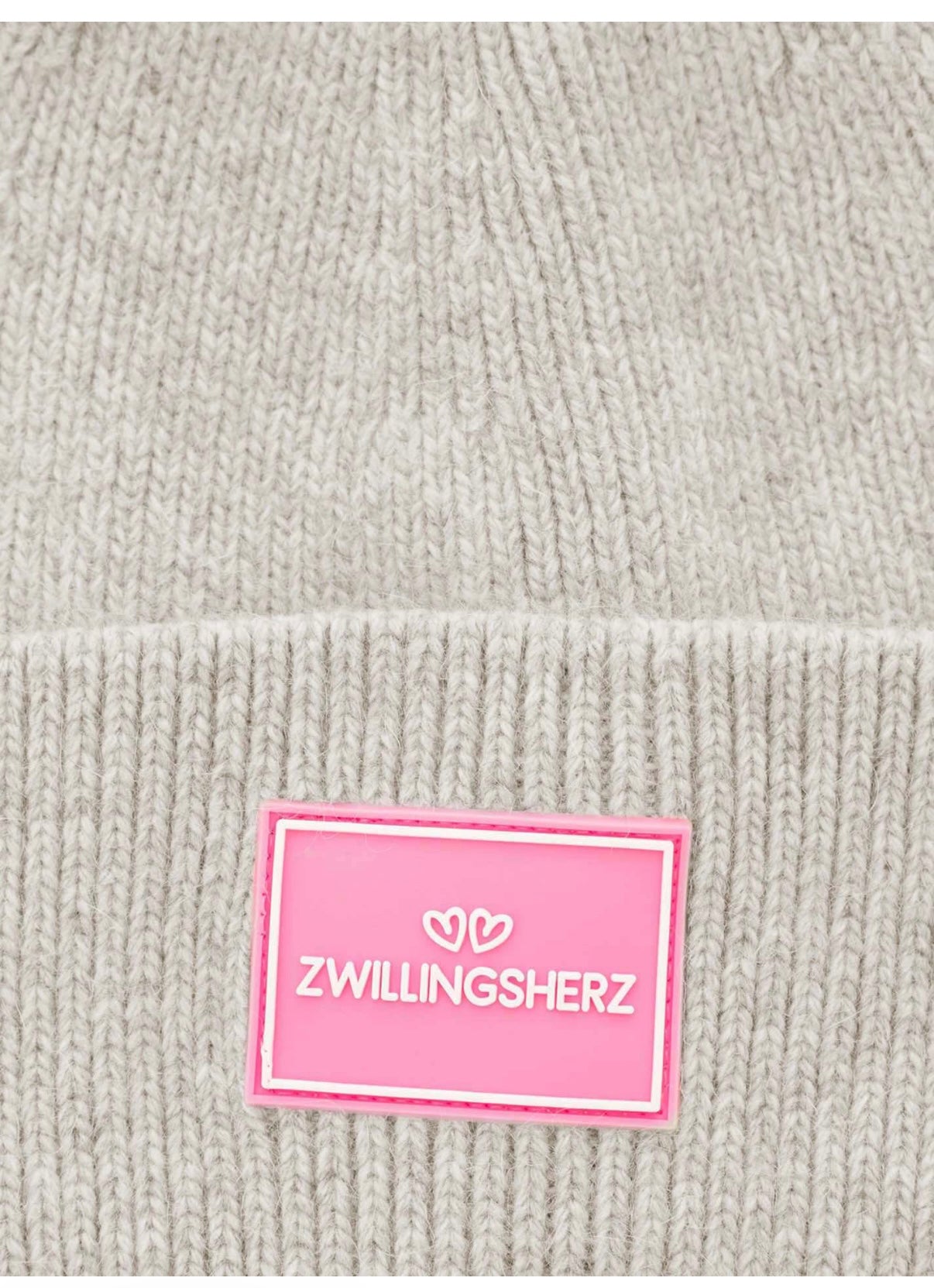 Zwillingsherz Mütze Patch in grau