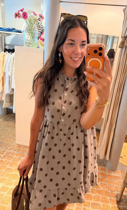 MIDI DRESS MUSSELIN POLKA DOTS