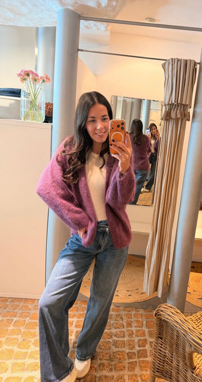 KUSCHELIGER MOHAIR CARDIGAN PLUM