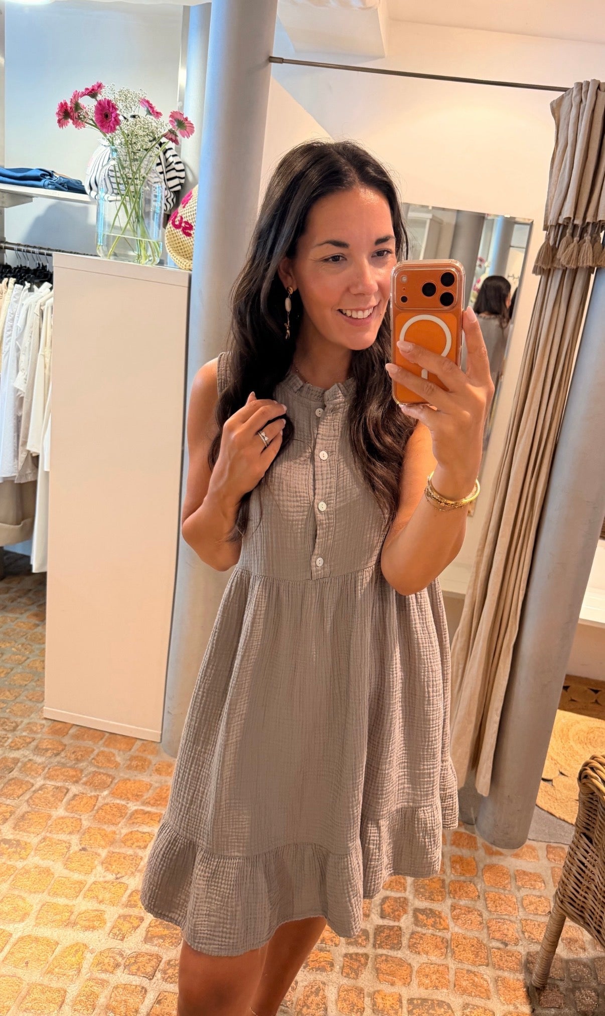 MIDI DRESS MUSSELIN TAUPE