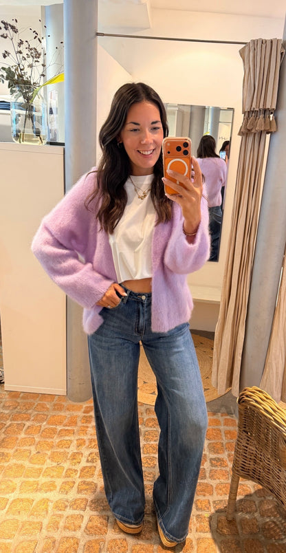 KUSCHELIGER MOHAIR CARDIGAN FLIEDER