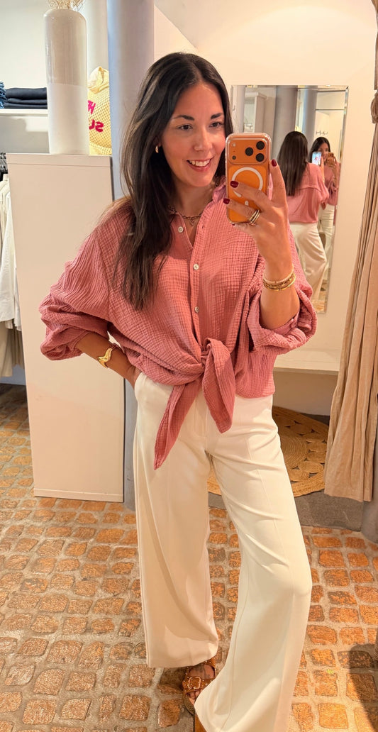 MUSSELIN BLUSE ALTROSA OVERSIZED