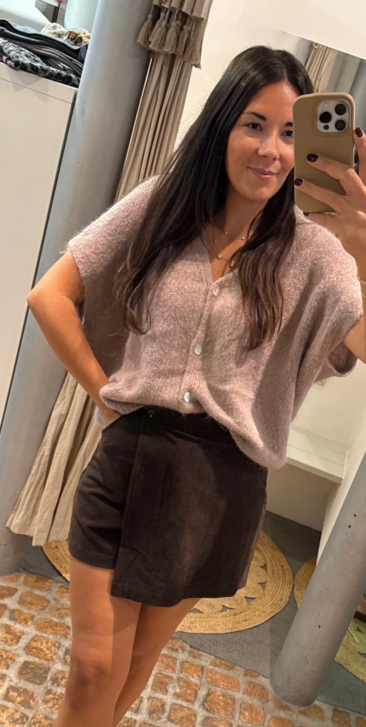 Oversized Strick Pullunder in Taupe