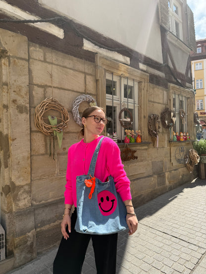 Jeans Shopper Smiley pink