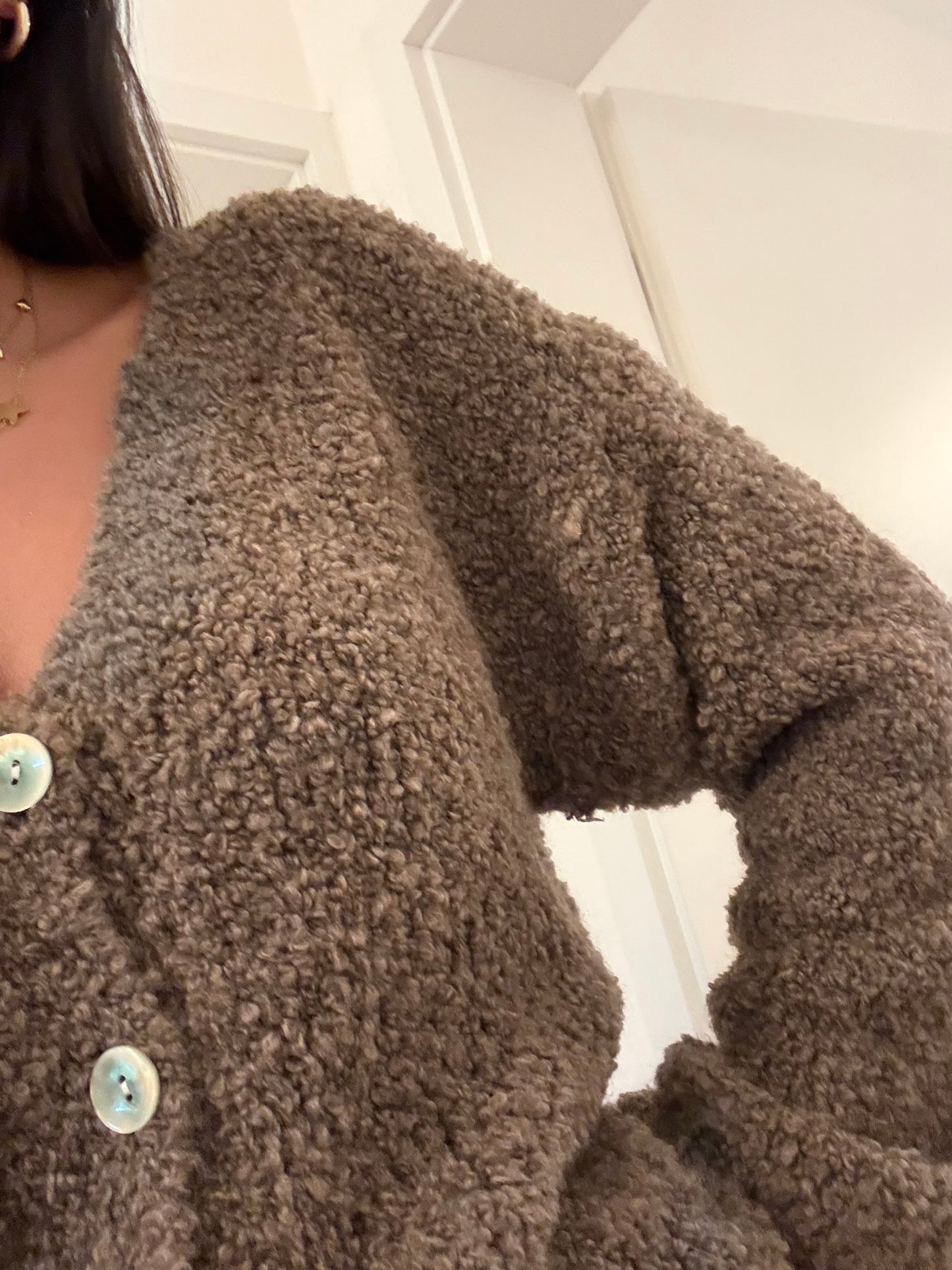 Zwillingsherz Plüsch Cardigan in braun