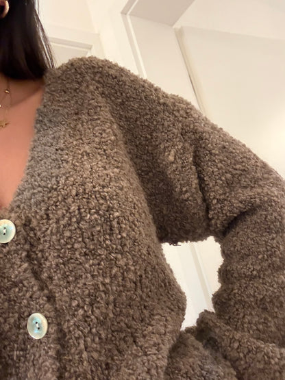 Zwillingsherz Plüsch Cardigan in braun