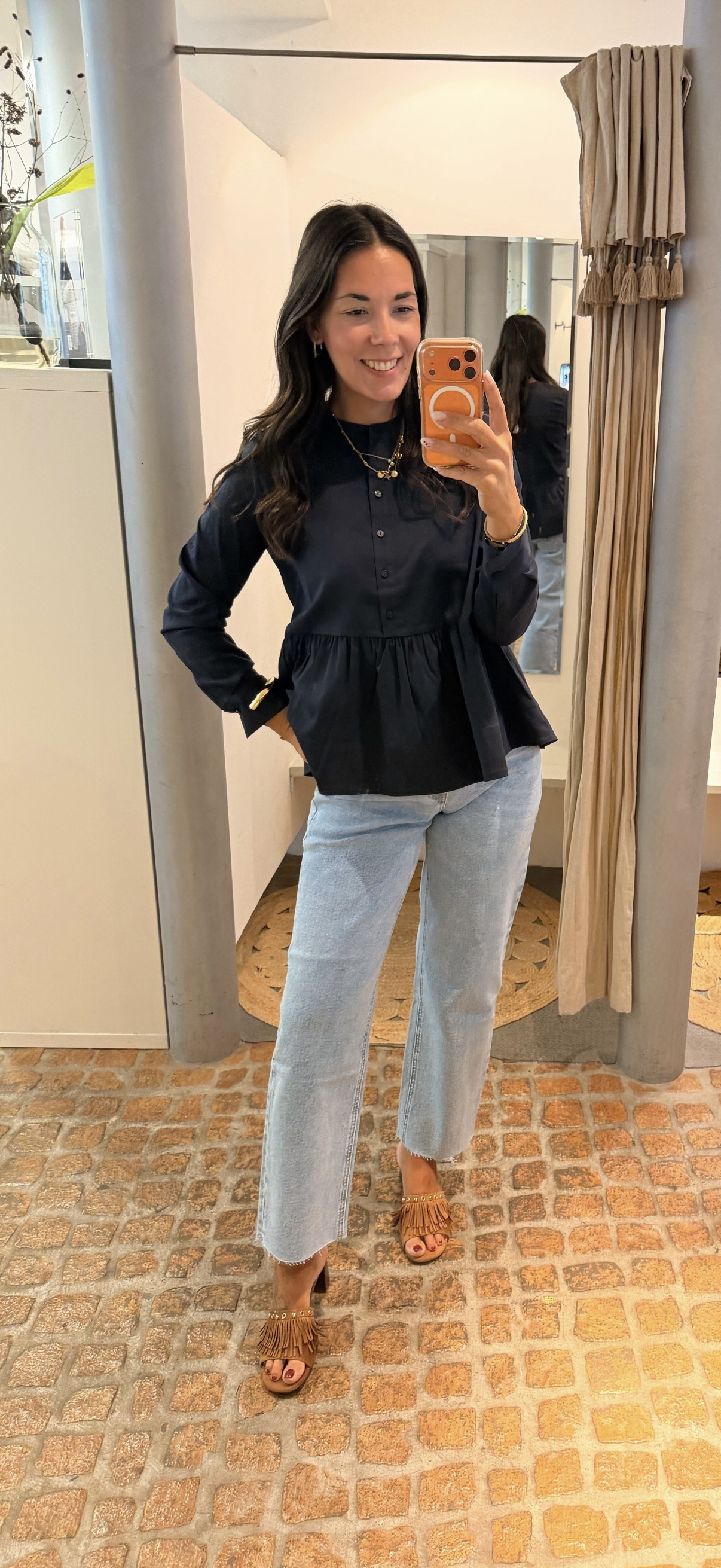 MILANO BLUSE VOLANT NAVY