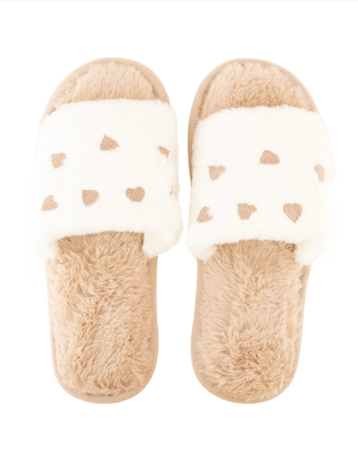 Zwillingsherz Plüsch Schlappen beige